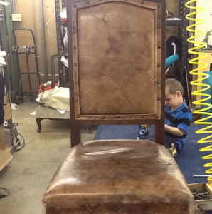 Custom Leather and Brass Nails Before          