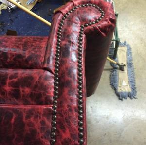 Red Leather Brass Nails         