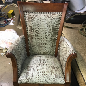 Refinished Reupholstered and Brass Nails         